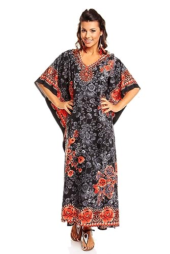 Neuf Femmes Surdimensionné Maxi Kimono Tunique Caftan Robe Caftan Grande - Noir - Taille 52-54-31 Pouces