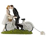 WEDDINGSTAR A Kiss Above Bicycle Bride and Groom Porcelain Figurine Cake Topper, Light Skin, 5 1/2' x 5 1/8'' H