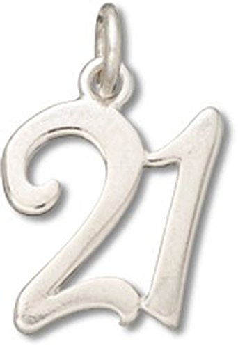 Sterling Silver Number 21 Twenty One Dangle Charm Bead For Bead Charm Bracelet