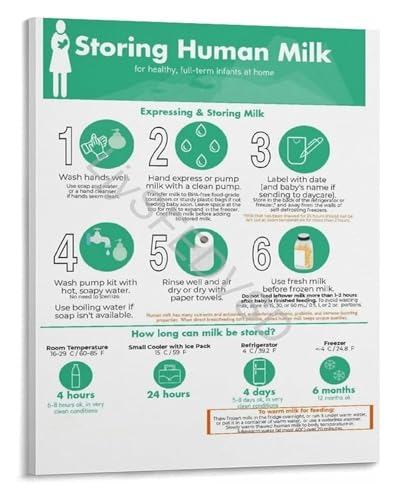Comprehensive Breast Milk Storage Guide Chart Guidelines Poster Educational Lactation Reference for Pumping Moms(Framed,08x12inc