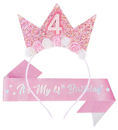 Birthday Tiara Crown with Sash for Party Decorations