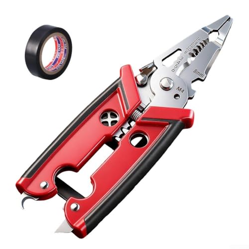 Yhenlovtt Pinza spelafili multifunzione 18 in 1 per elettricisti, strumento di riparazione in acciaio al vanadio con lame sostituibili, taglierina ergonomica e multifunzione per cavi (16 cm) (con