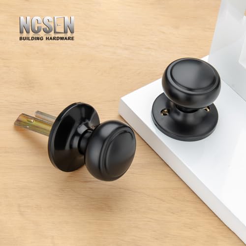NCSEN 3 Pack Matte Black Door Knobs,Interior Door Knob with Lock,Coastal Style Door knob for Privacy and Bedroom (Closet or Hall) by NCSEN - Image 4