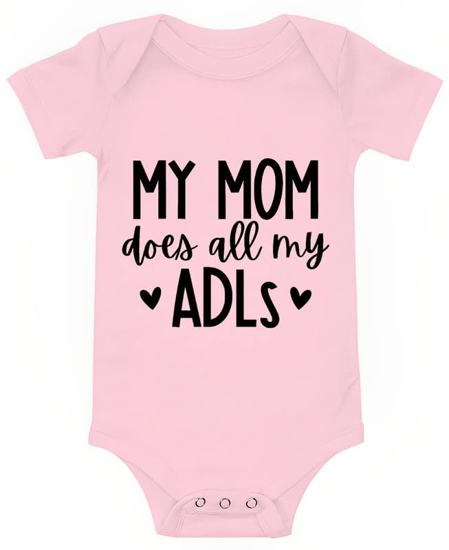 Viuluti My Mom Does All My Adls Baby Onesie Funny Cute Infant Creeper One-piece Bodysuit Romper Outfit Mom Onesie for Baby