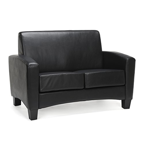 OFM Essentials Collection Traditional Reception Loveseat, in Black