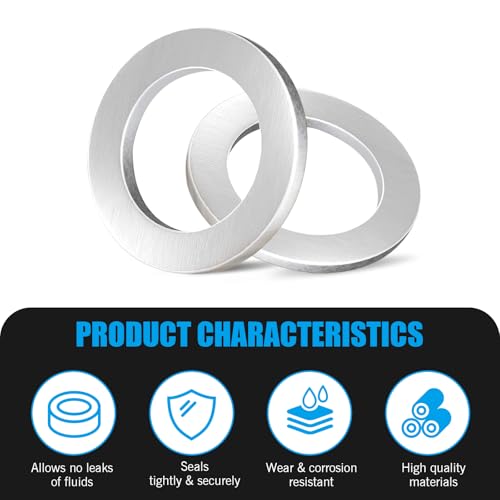 Image of Oil Drain Plug Gasket, 94109-14000 M14 Crush Washer, Oil Pan Sealing Gasket Replacement, Compatible with Honda (Silver #20 PCS)