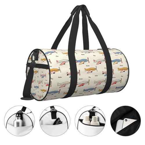 Travel Duffle Bag, Striped Vintage Planes Sports Gym Bag for Women Men, Carry On Bag Weekender Overnight Duffel Bag, Personal Item Travel Bag3