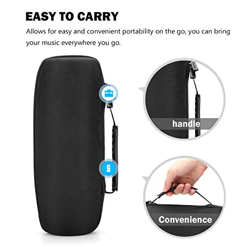 ProCase JBL Charge 4 Charge 5 Cover Case, Hard Travel Carrying Case with Strap for JBL Portable Wireless Speakers, Fits USB Plug and Cable -Black(Case Only)