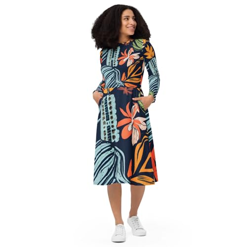 Robe midi manches longues femme vêtement chic polyvalent et tendance automne