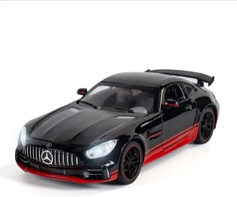 SKY TOYS Metal Model Alloy Die Cast Car Toy 1:32 Scale | Mercedes Benz AMG GTR Luxury Car | Model Pull Back Vehicle with Openable Door Sound & Light for Kids | Unbreakable car toy for kids(AMG GT [CZ121B ])