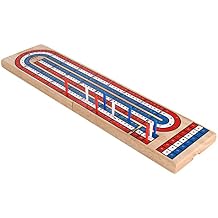 STERLING Games Folding Cribbage 3 Track Wooden Cribbage Board with Red White Blue Pegs for 3 Players