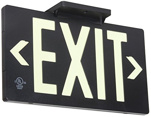 Ul Listed 100 Foot Jessup Glo Brite 7062-100-B Pf100 Molded Plastic Exit Sign, Double-Sided.75" X 15.5", Black (Mounts 4 Ways, Includes Bracket And Arrows) #TOP23