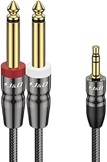 J&D 3.5mm to Dual 1/4 inch Stereo Splitter Y Cable, 3.5mm 1/8 inch TRS Stereo Male to Dual 1/4 inch 6.35mm Mono Male Y-Splitter Cable for Amplifiers/Mixer Audio Recorder, 0.45 Meter