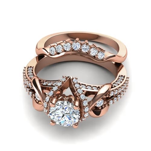 IGI Certified 1.23 CT Lab Grown Diamond Wedding Engagement Ring Bridal Set for Women, Solid 10/14/18K Gold or Sterling Silver, Name Engraved Halo Half-Eternity Diamond Ring Band, Ring Size 4-152