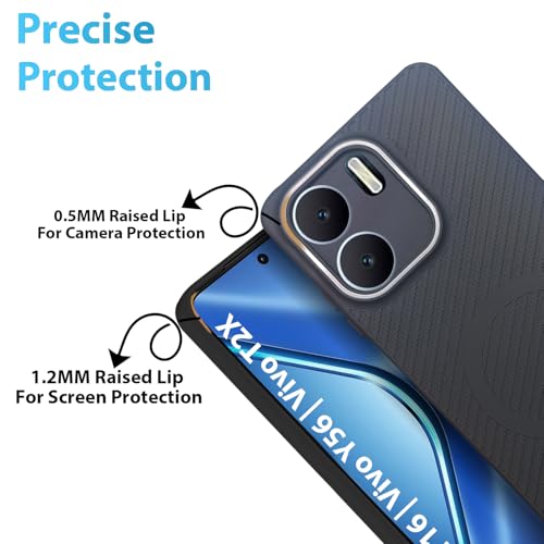 Image of LIRAMARK Rugged Carbon Fibre TPU Armor Silicone Back Cover Case for Vivo Y16 | Vivo Y56 | Vivo T2X