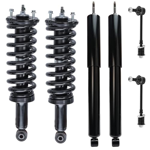 Detroit Axle - Front 6pc Struts Shocks Kit for 2000-2005 Toyota Tundra, 2 Struts & Coil Spring Assembly 2 Stabilizer Sway Bars 2 Rear Shock Absorbers 2001 2002 2003 2004 Replacement Suspension