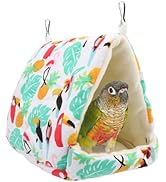 Hypeety Bird Hanging Hammock Nest Parrot Winter Warm Nest House Comfortable Plush Bird Bed for Ca...
