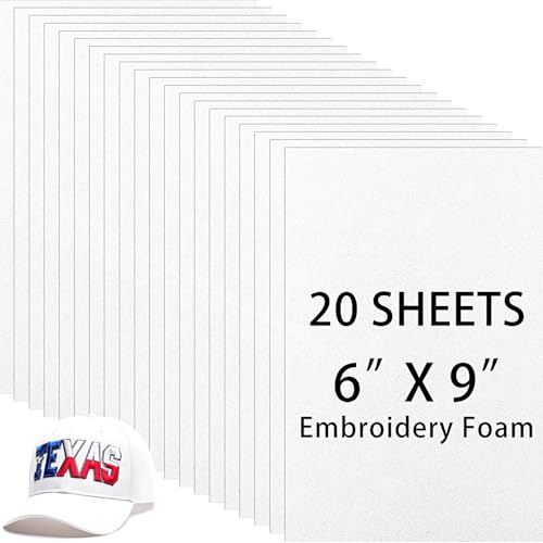 Innconee 20 Pcs 3mm Embroidery Foam EVA Foam Sheets for 3D Embroidery Arts and Crafts, DIY Projects, Hand Sewing, Quilting, Hats, Cosplay Costumes, Pillows(White,6 x 9 Inch)