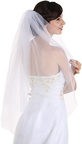 Miniatura 2 de SAMKY 2T 2 niveles crudo llano corte borde velo nupcial de la boda