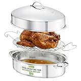 NutriChef 20' Oval Roasting Pan with Rack and Lid - Premium...