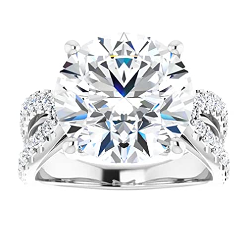 JEWELERYIUM 6 CT Round Cut Colorless Moissanite Engagement Ring, Wedding/Bridal Ring Set, Solitaire Halo Style, Solid Sterling Silver Vintage Antique Anniversary Promise Ring Gift for Her2