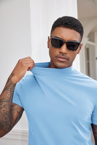 Image of COOFANDY Mens Mock Turtleneck Shirts Casual Premium Cotton Short Sleeve Shirt Basic Half Neck T-Shirts