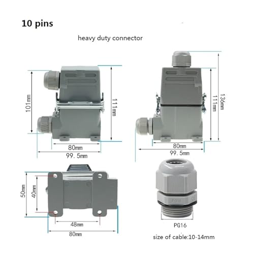 Conector industrial HDC-HA-10/16 250V 16A resistente miniatura 4