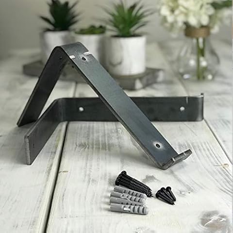 Rustic Scaffold Board Heavy Duty Shelf Brackets/Shelving Industrial Iron/Steel (Pair) by BMF Direct® (Type 1-225mm Down) Cover