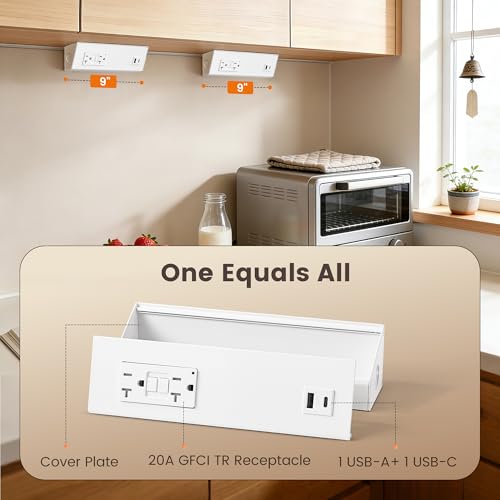 SURAIELEC 9 en Multitoma Bajo Gabinete Cableado con GFCI, 125V 20A miniatura 3