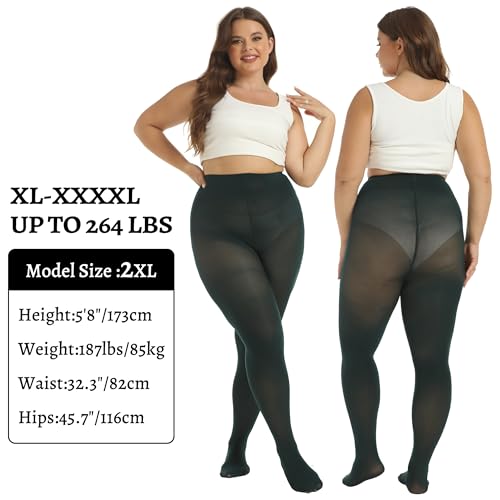 MANZI Women's 2 Pairs Plus Size Control Top Tights Ultra-Soft Panty Hose