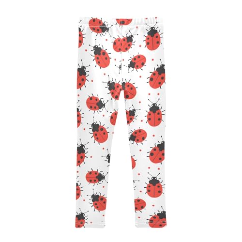 senya Girls Printed Leggings Yoga Pants Red Ladybugs Pattern for Kids in 4t to 10 Years, 4T2