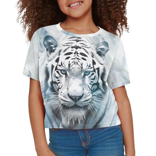 Image of 4th of July Shirt for Girls 7-8 Years US Flag Crop Tops Kids Outfit Independent Day Graphic Tee-