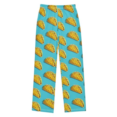 Vdsrup Yellow Tacos Blue Pajama Pants Cute Pajama Bottoms Soft Sleep Pjs Lounge Pants S2