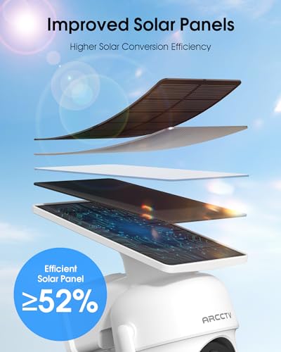 Image of ARCCTV Solar Security Cameras Wireless Outdoor, 4MP 360 View Battery Powered Cam, Spotlight Night Vision, 2-Way Audio, 2.4G /5G Dual Band WiFi, PIR Motion Alert, Suitable for Q4 Camera Kit