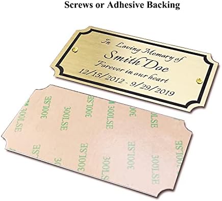 2" H x 4" W, Custom Elegant Engraved Plate, Personalized Memorial Plaque, Brushed Stainless Steel or Brass Laser Engraved Name Plates with Adhesive Backing or Screws, Notched Corner (Silver, Gold ) - 2