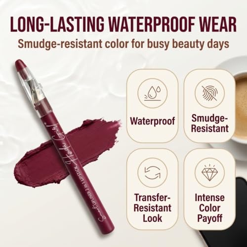 Image of 12 Pcs Matte Lip Liner & Lipstick Combo Brown Nude Red Maroon | Waterproof, Pencil, Set for Daily Party Makeup Looks, Indian Beauty, Line Fill