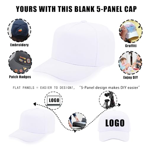 Image of 12 Pack Seamless Baseball Caps Wholesale Bulk - No Center Seam, DIY Friendly, Adjustable Breathable Lightweight for Men Women