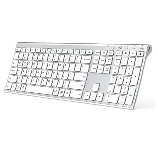 iClever DK03 Bluetooth Keyboard - 2.4G Wireless Keyboard Rechargeable Bluetooth 4.2 + USB Multi Device Keyboard, Ultra-Slim Full Size Dual Mode White Keyboard for Mac, iPad, iPhone, Windows, Android