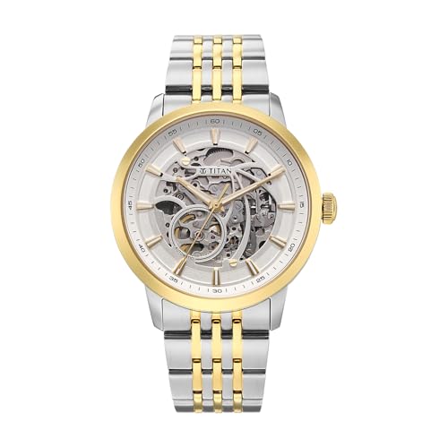Image of Titan Phoenix Skeletal Automatic Analog with Gold & Steel Dial, Gold & Steel Strap Watch for Men - 90223BM01