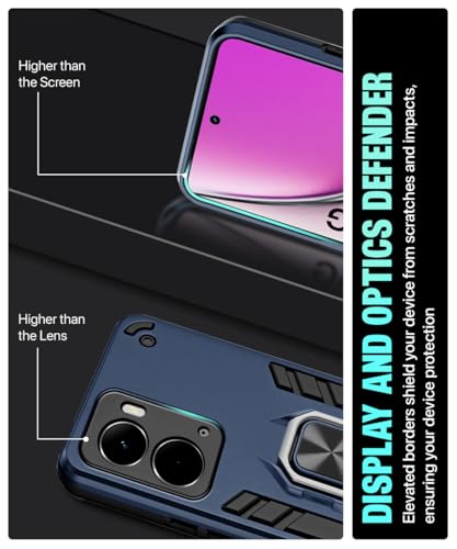 Image of WOW IMAGINE Shock Proof Back Case Mobile Cover for Realme P3 5G | Back Cover Case (Tough Armor | Hybrid PC + TPU | Ring Holder & in-Built Kickstand | Blue)