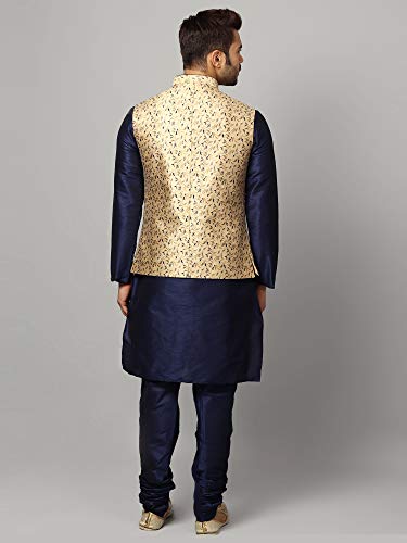 Image of Uri and MacKenzie Men's Silk Blend Kurta Churidar Pyjama with Stylish Nehru Jacket