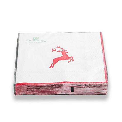 GMUNDNER KERAMIK Lot de 20 serviettes de table 3 épaisseurs 33 x 33 cm - Rouge rubis - Assorties à votre vaisselle Cover