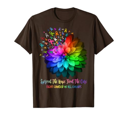 Fight Cancer in Spread The Hope Find a Cure T-Shirt, Men, Brown, Large