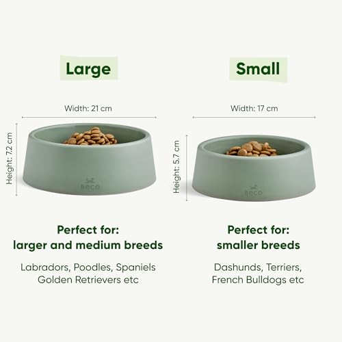 Beco Dog Bowl - Food & Water Steady Bowl, Recycled Plastic, Non-Slip Rubber Base, Olive Green, Large - Image 4
