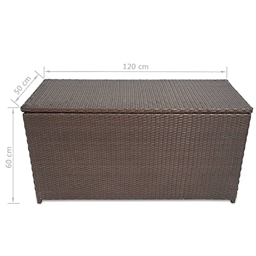 Lechnical Garten-Aufbewahrungsbox Balkon Garten Auflagenbox Kissenbox Gartenbox Gartenmöbel Braun 120x50x60 cm Poly… – Bild 3