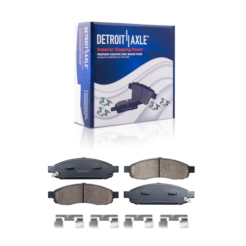 Image of Detroit Axle - Brake Kit for Infiniti QX56 Nissan Armada Titan Drilled & Slotted Disc Brakes Rotors Ceramic Brake Pads Replacement: 12.60 inch inch Front and Rear Rotor