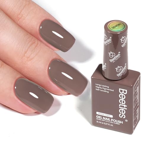 Image of Beetles Brown Gel Nail Polish - Latte Routine HEMA-Free Gel Polish Coffee Light Long-Lasting Soak Off UV LED Fall Nails Art Home Neutral Taupe Nail Color, 8ml