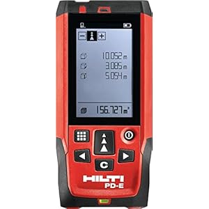 Hilti 2062050 Medidor láser de Distancia PD-E (hasta 200m, con Mirilla integrada, para medición única y Continua con Nivel de Burbuja Digital y Pantalla para Exterior, Memoria 30 mediciones. Funda)