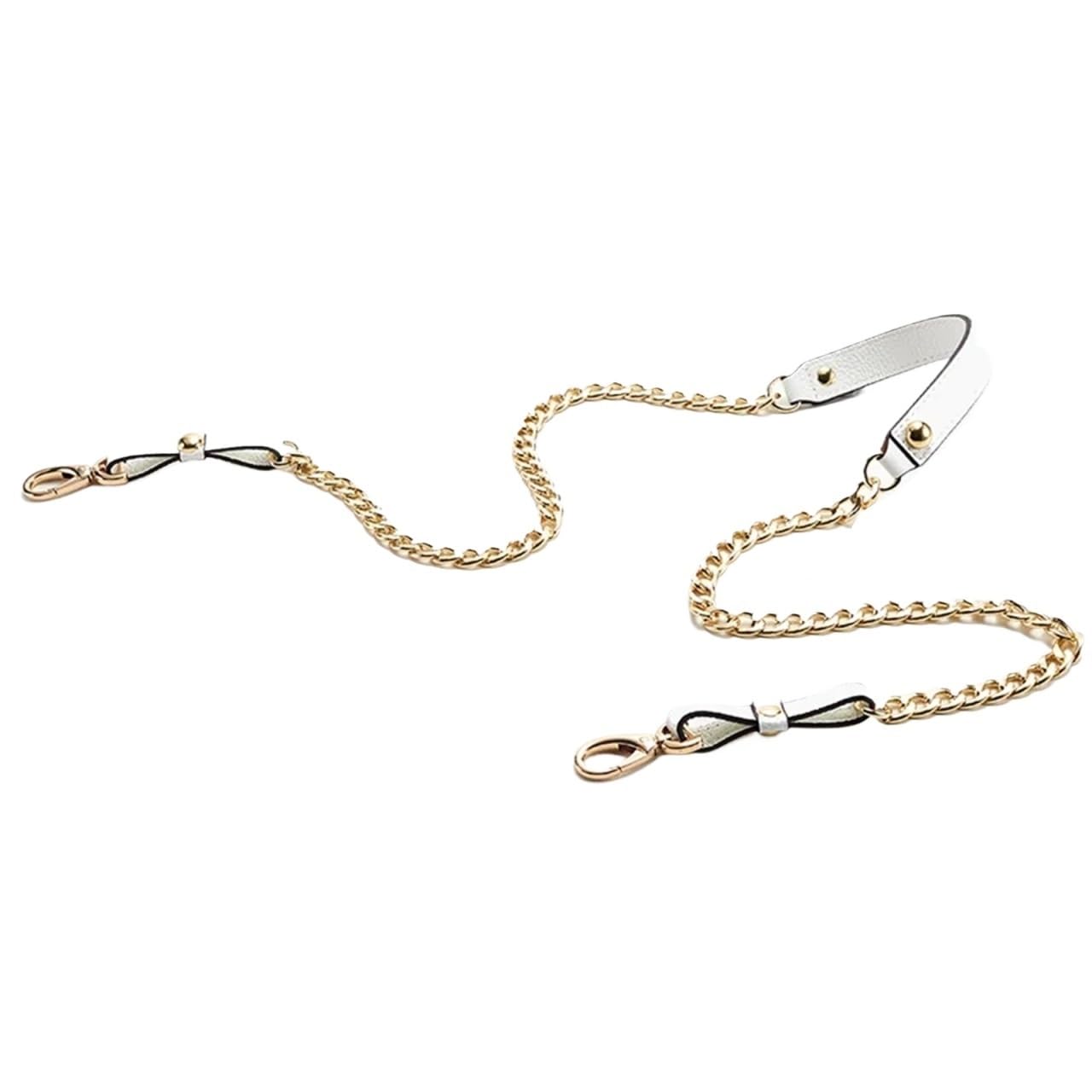 YUSUZH 1PCS 120CM Shoulder Bag Chain Aluminum with Leather Clasp Parts Buckle for Small Bag(White)