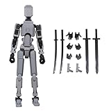 ruiday figura d'azione t13, action figure t13, stampa 3d di figure mobili multi-snodate, titans action figure t13, lucky 13 action figure di robot per attività complete del corpo (grigio)